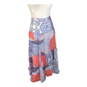 Tommy Hilfiger Womens Flowy Romantic Spring Cottagecore Tiered Midi‎ Skirt Sz 12